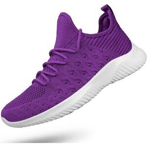 Women Purple Slip-On Walking Shoes Lightweight Breathable Non-Slip Sneakers
